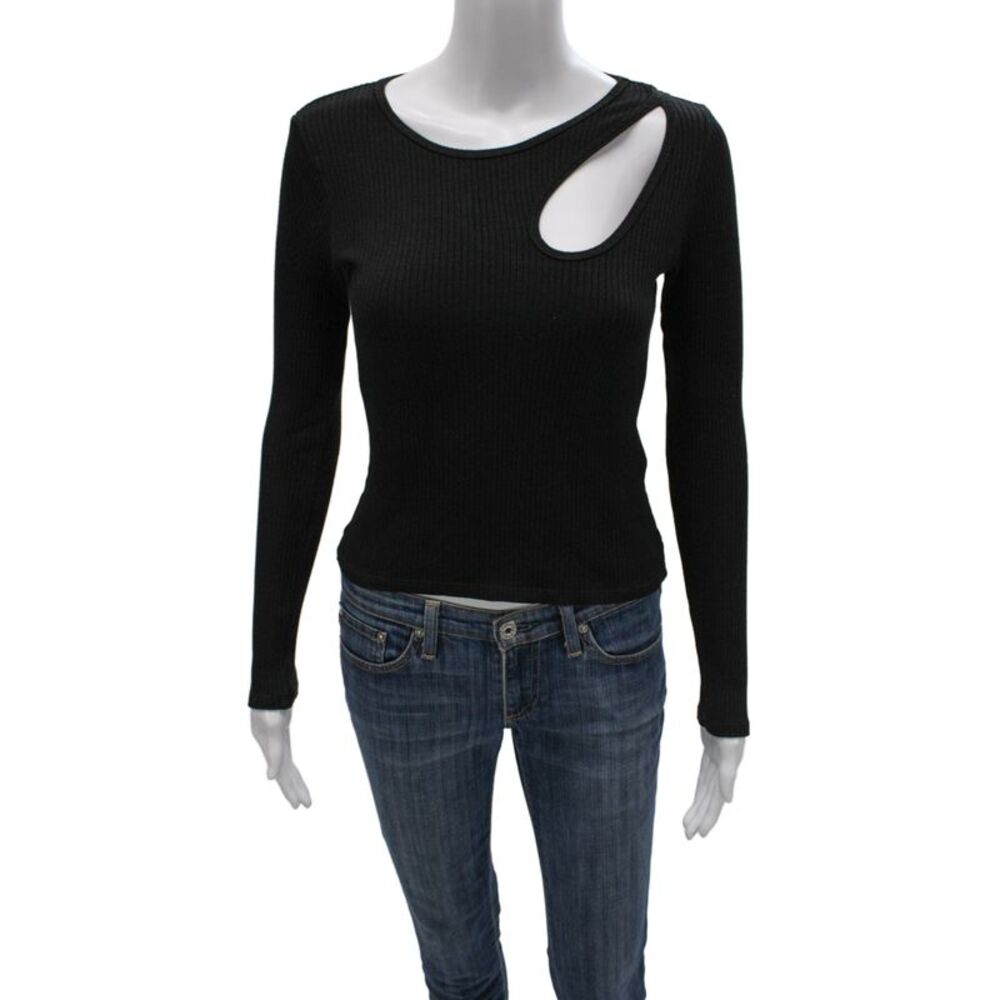 Simon Miller Women Designer Black Button Front Long Sleeve Sweater Size S